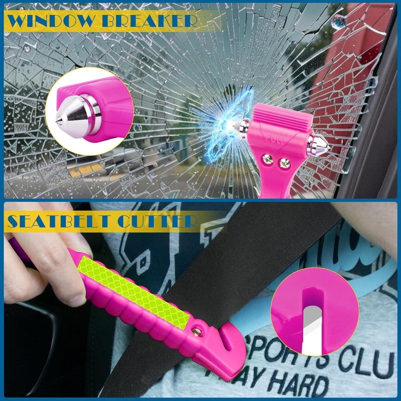 Cleverool Store Car Safety Hammer Window Breaker, 2-in-1 Emergency Escape Tool with Seat Belt Cutter for Women, 2 Pack Cute Pink Safety Escape Hammer for Car, Family - Image 3